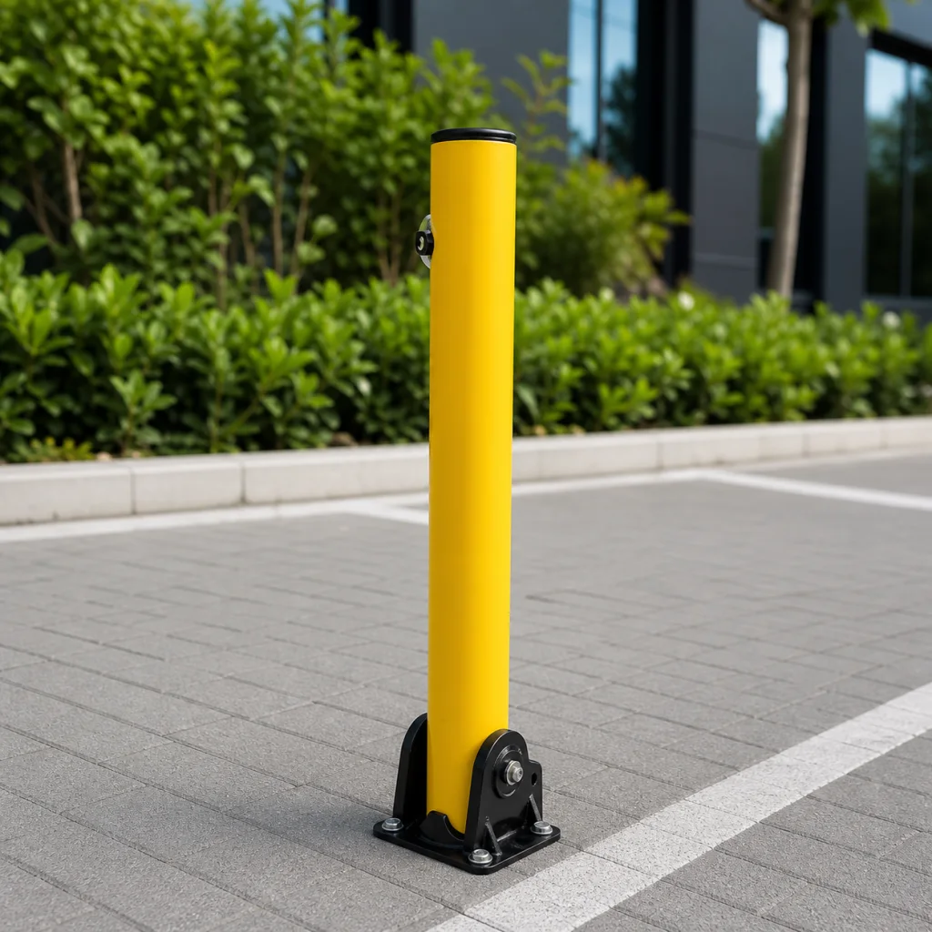 Yellow Fold Down Parking Bollard product photograph